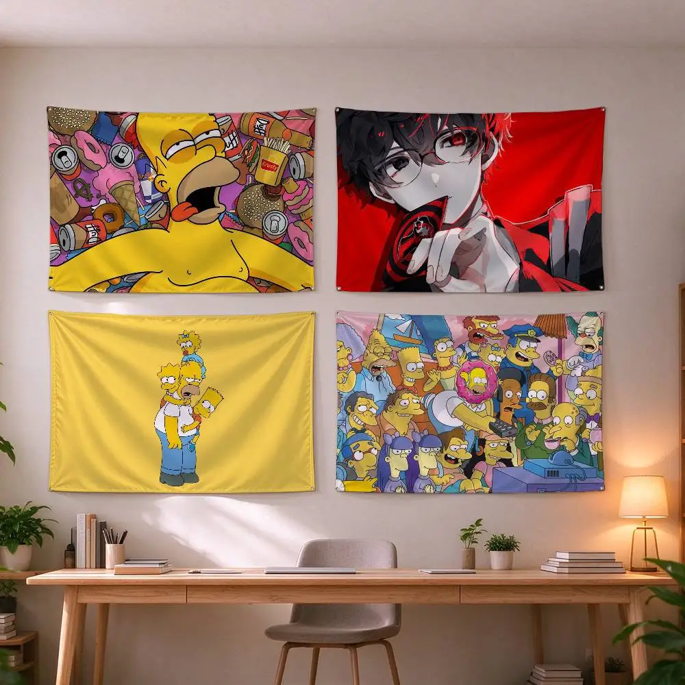 The Simpsons  Flags Wall Hanging Tapestry Outdoor Garage Room Decorative flag Background Blanket