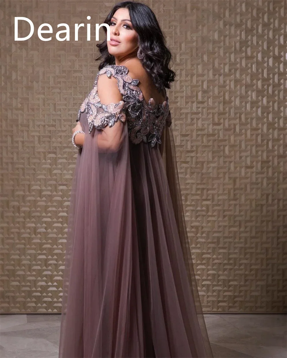 Customized Formal Gown Women Evening Dearin Scoop Neckline A-line Floor Length Tulle Bespoke Occasion Dresses Prom Dress