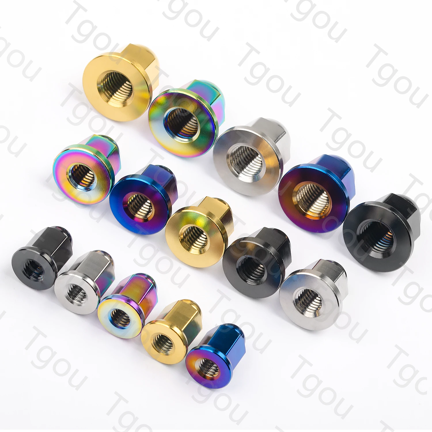 Tgou Titanium Nut M6/M8/M10 Dome Head Flange Nuts for Bicycle Motorcycle Car 8pcs