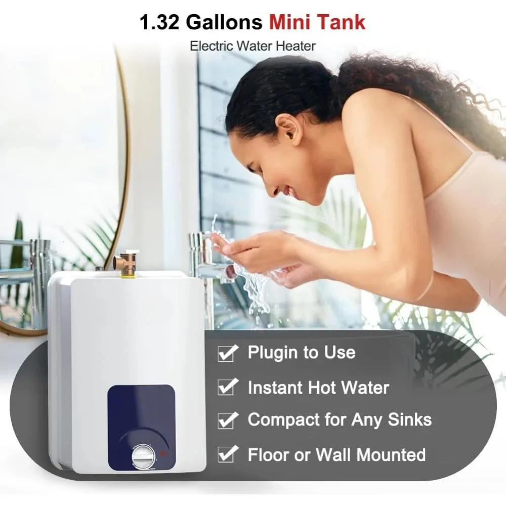 Haoyunma mini tank warmwasser bereiter elektrisch ul gelistet, es150b 1,3 Gallonen Verwendung spunkt unter Spüle Warmwasser bereiter, 120v schnur gebundene Wand o