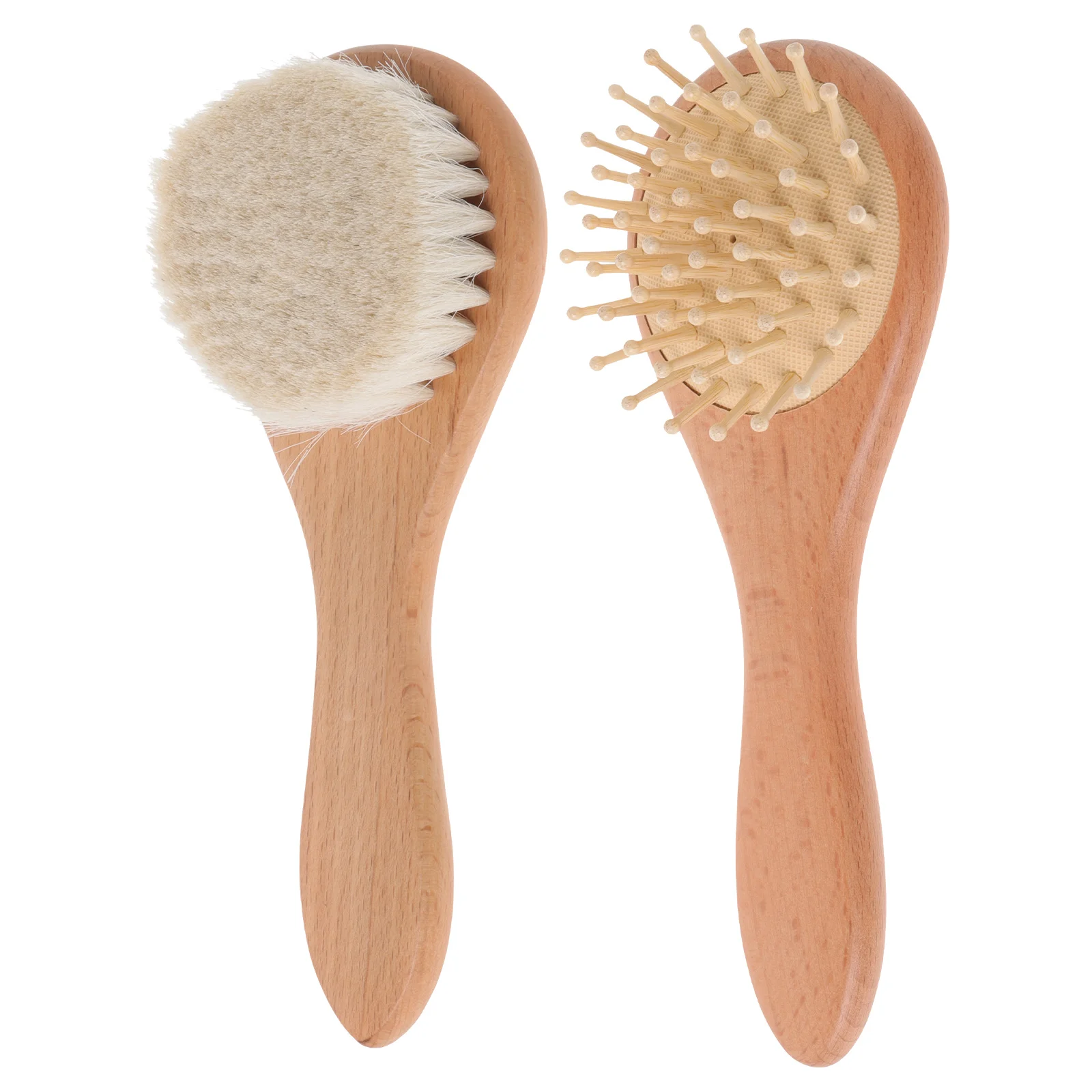 

2Pcs Baby Scalp Brush Dual-Sided Wooden Handle Infant Hair Brush for Deep Cleaning Massage Portable Bathing Scrubber