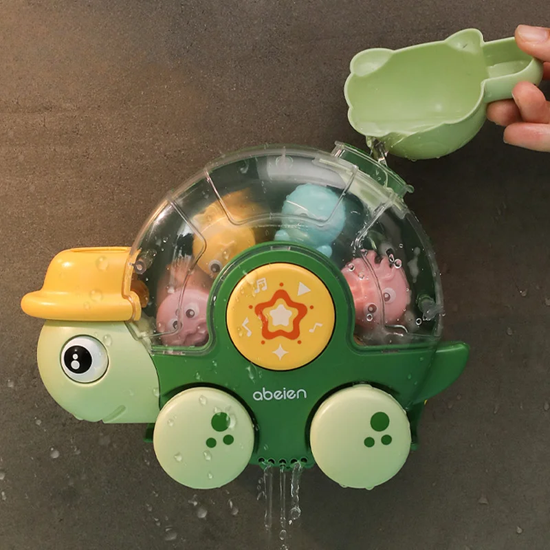 Kids Bath Toys for Baby 0-3 Years Old Girls Boys Tortoise Waterwheel with Suction Cup Bathroom Toys for Children Toddler