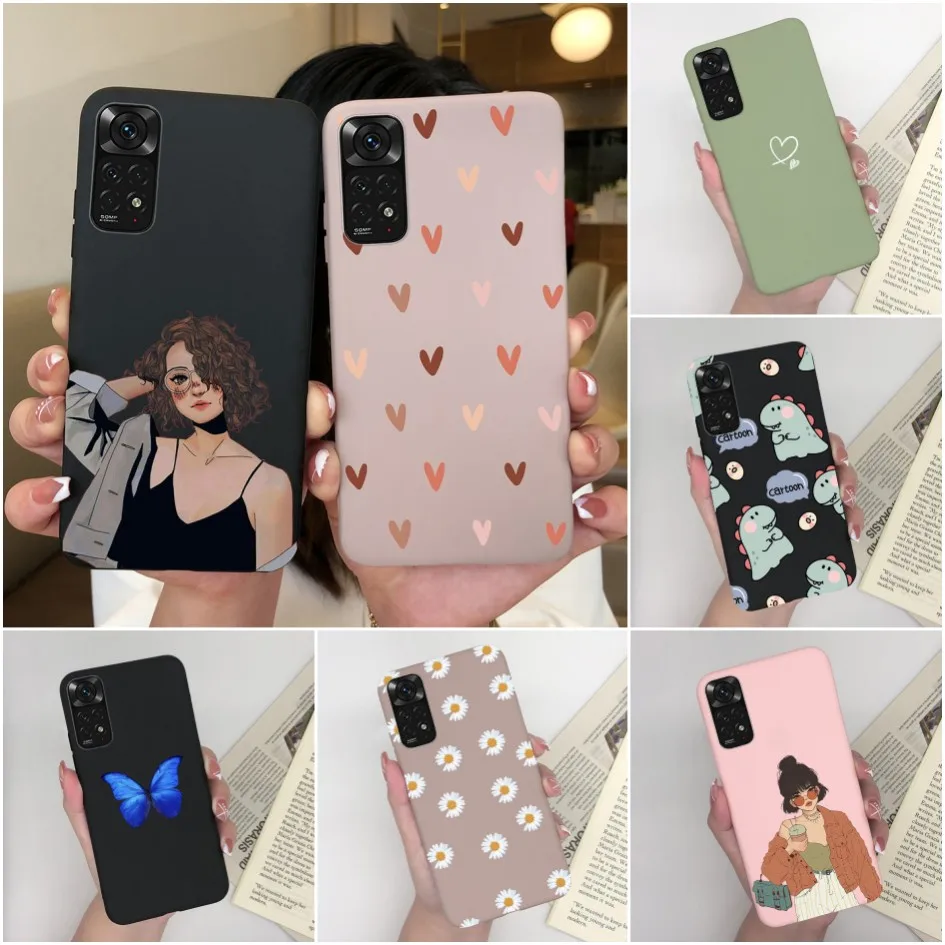 For Xiaomi Redmi Note 11S 4G 5G Phone Cases Fashion Heart Butterfly Daisy Pattern Soft Silicone Cover For Redmi Note11 S Fundas