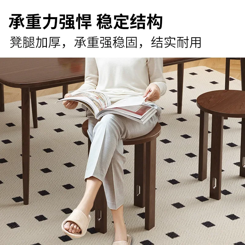 Solid wood stools can be stacked and combined, new Chinese wooden stools in the living room for home use, dining table stools