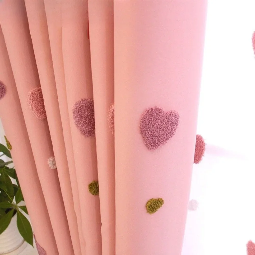 Cartoon Pink Heart Shape Blackout Curtains for Baby Girls Bedroom  Lovely Tulle for Living Room Window Treatment Drapys