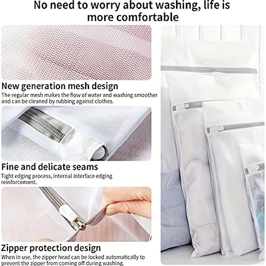 10pcs Anti-deformation Laundry Bag, Mesh Zipper Washing Bag, Combination Laundry Storage Bag For Travel, Underwear Bra Sock Clot