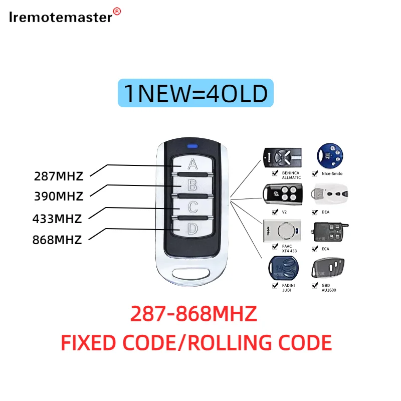 استنساخ 4 في 1 باب المرآب التحكم عن بعد المتداول رمز ثابت استنساخ الناسخ 280-868 ميجا هرتز متوافق بوابة الأمر فتاحة #2