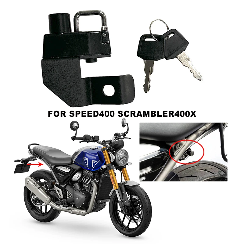 

2025 NEW Helmet Lock Mount Hook with 2 Keys Side Anti-theft Security Alloy For Speed400 Scrambler400 X Speed 400 2024 2025