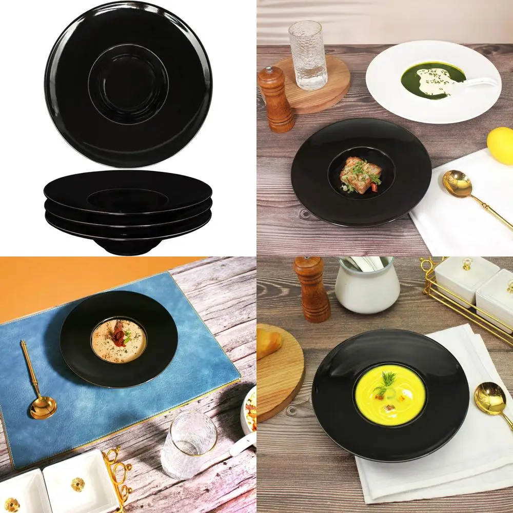 

Набор из 4 элегантных маленьких суповых мисок, черные, 8,5 унций, 10,4 дюйма, идеально подходят для отелей, кухонь и гурманов.