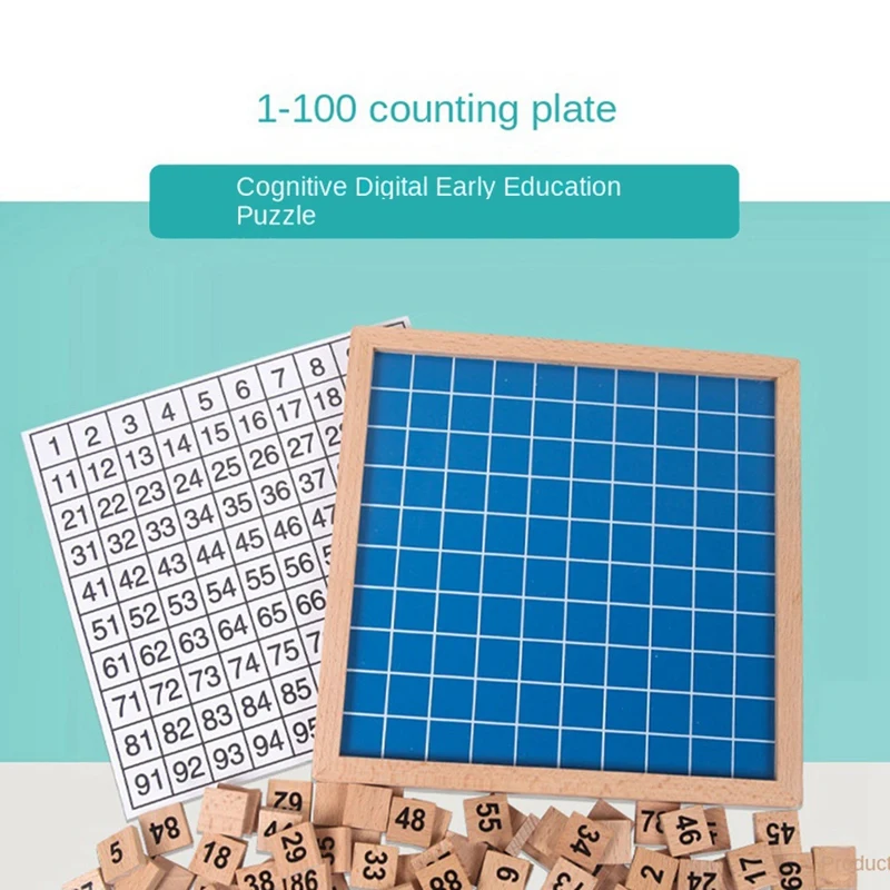 Mathematics Teaching Aids 1-100 Digital Continuous Board Wooden Hundred Grid Board Children's Early Education Puzzle