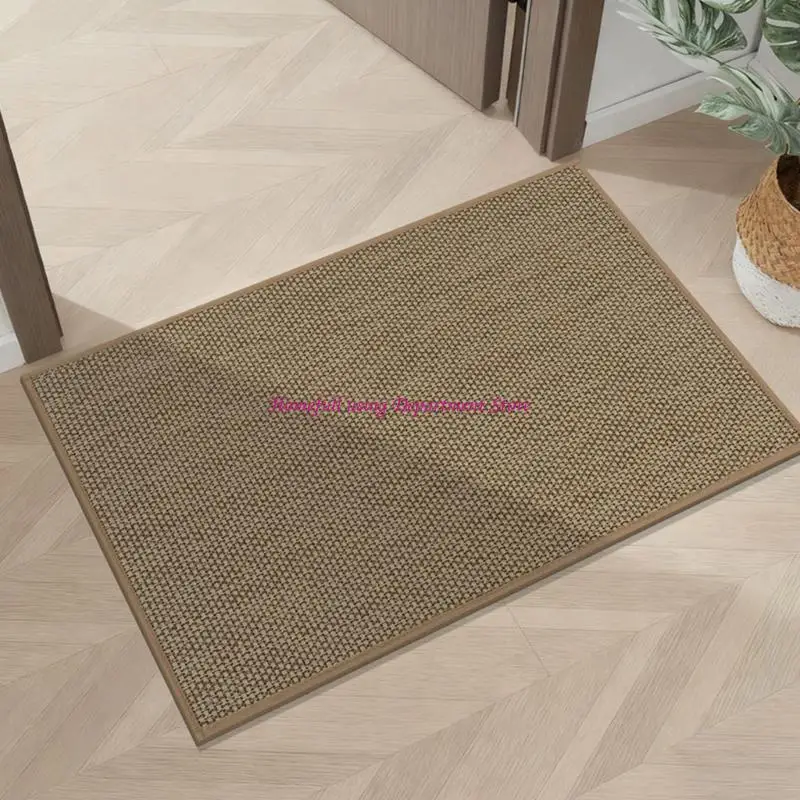  Faux Linen Look Woven Floor Mat with Antislip Bottom for Family Safety Indoor
