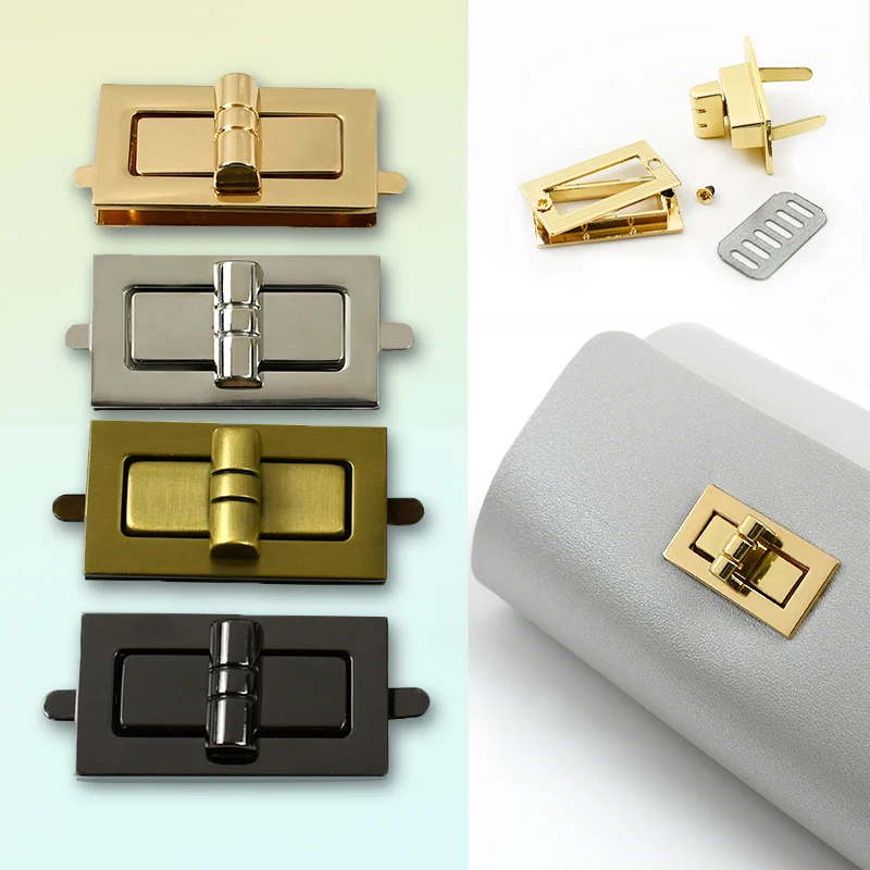 

2/5Pcs Rectangular Twist Lock Metal Buckles 21/26/32/44/51mm Bag Hardware Closures Turn Locks Clasp Fasteners Meetee Accessories