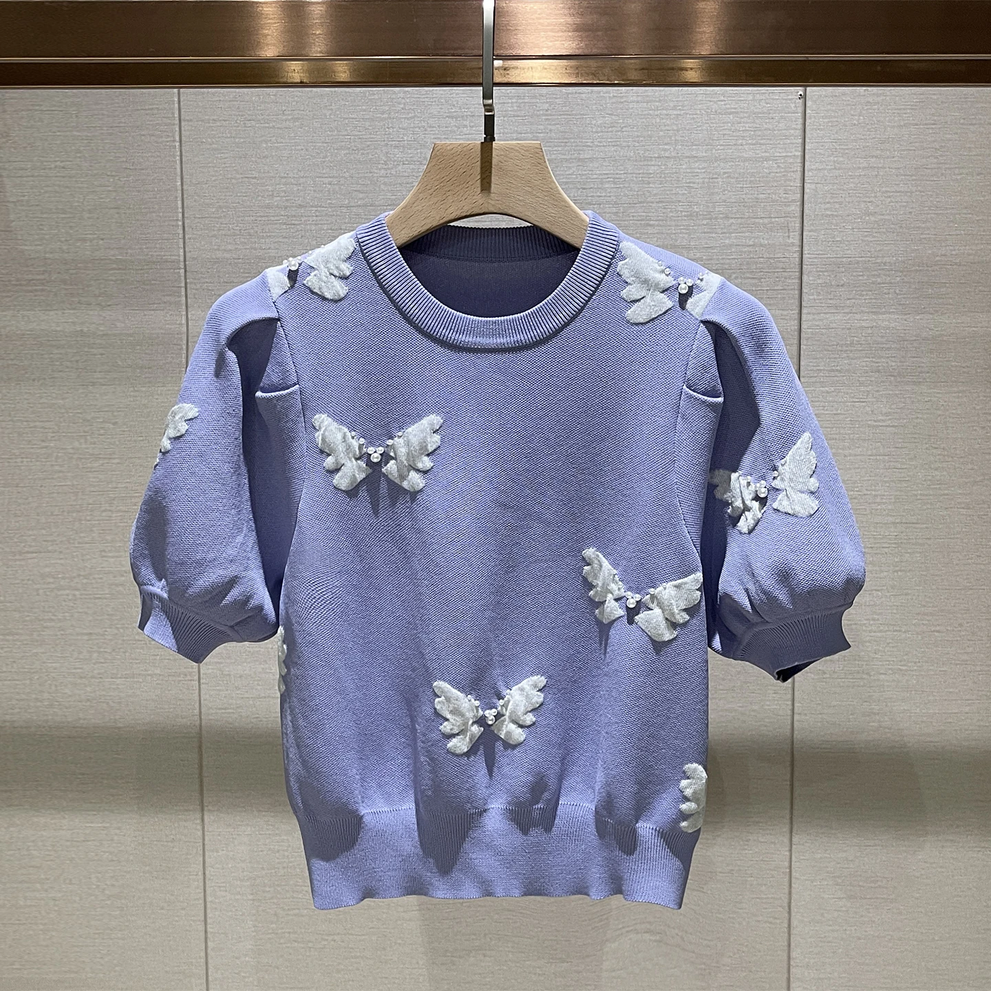 

Уникальный круглый трикотажный топ Ne ort Sve для женщин, базовый слой, пузырчатый трикотаж, фиолетовый, для повседневной носки, удобный, дышащий