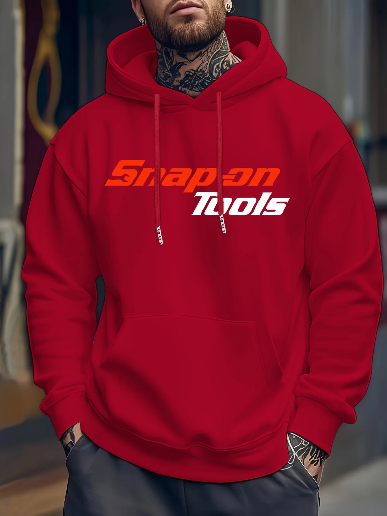 Sudadera con capucha casual para hombre con estampado llamativo "SNAP ON TOOLS" sudadera con capucha de estilo regular