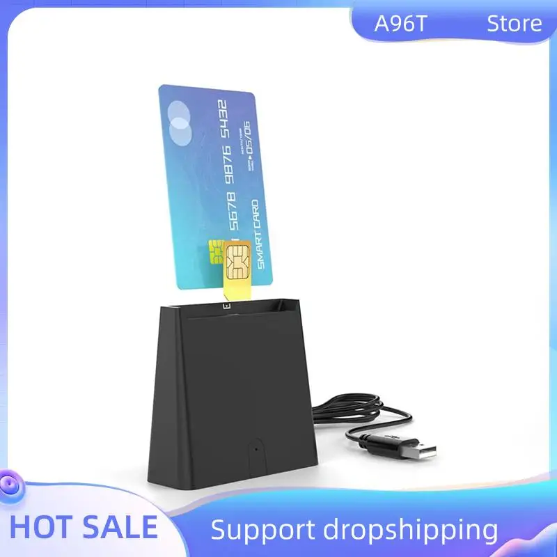 

A96T USB Smart Card Reader ISO7816 Chip For Bank Card ID Card Class A, Class B And Class C (5V, 3V And 1.8V) Smart Cards