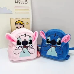 Hot Disney Plush Backpack Kawaii Cartoon Stitch Large Capacity Student Schoolbag Cute Anime Pink Kindergarten Bag Kid Girl Gifts