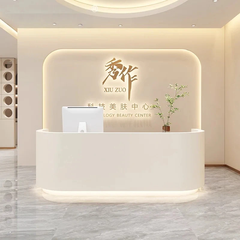 custom.Customized Boutique Checkout Counter Modern Front Desk Reception Counter Desk 2 Person Beauty Salon