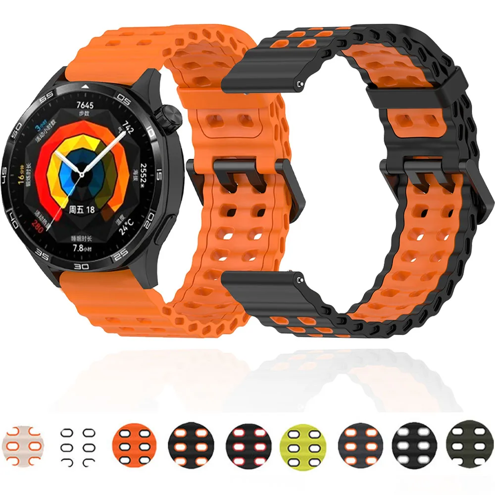 22mm Silicone Ocean Strap for Huawei Watch GT6/5/4/GT6 Pro 46mm Sport Wristband for Amazfit Balance 3 2/Bip Max/Bip 6 5 Bracelet