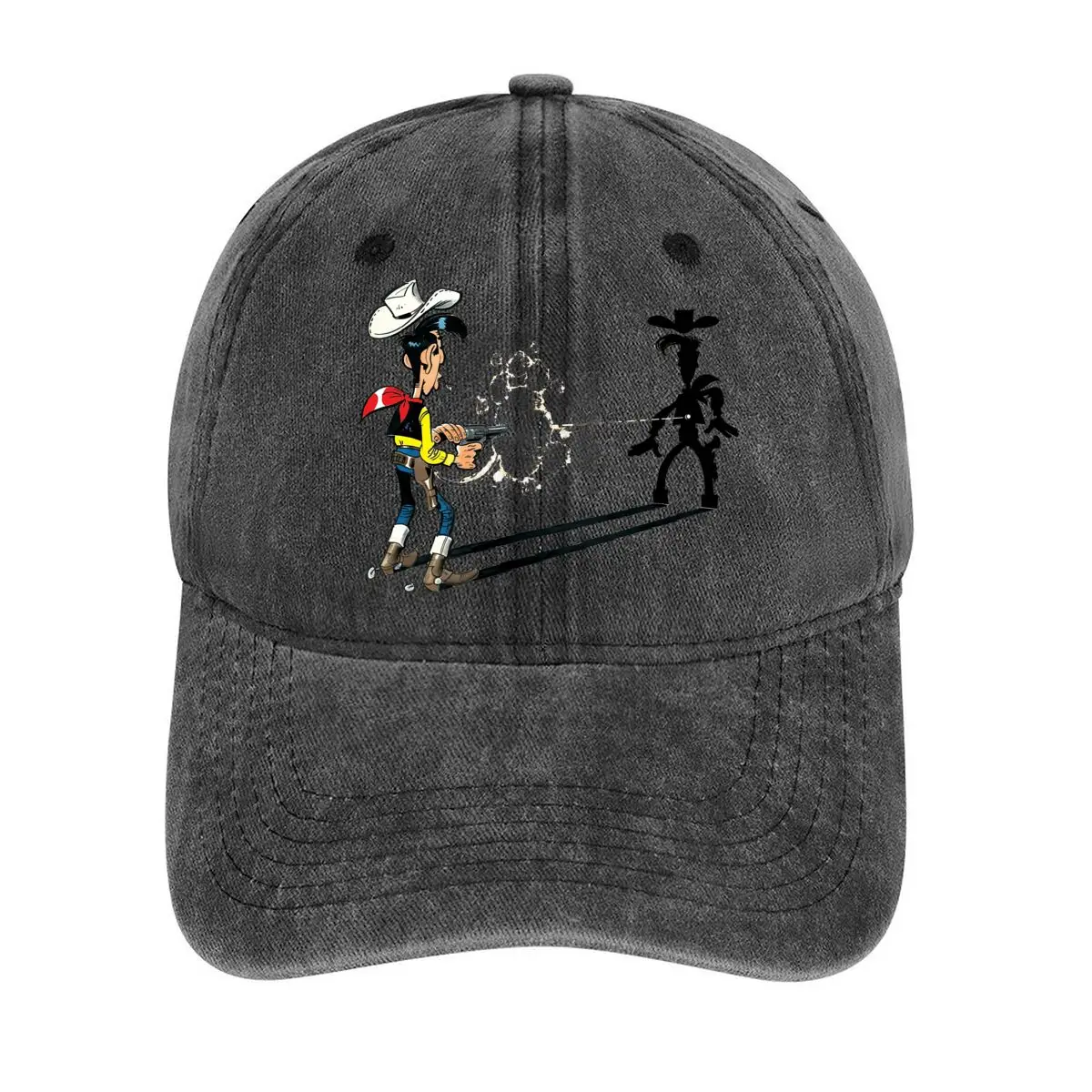 

Cowboy Duel Silhouette Design Western - and Art - related, Depicting a Cowboy Duel in a Silhouette Washed Baseball Cap
