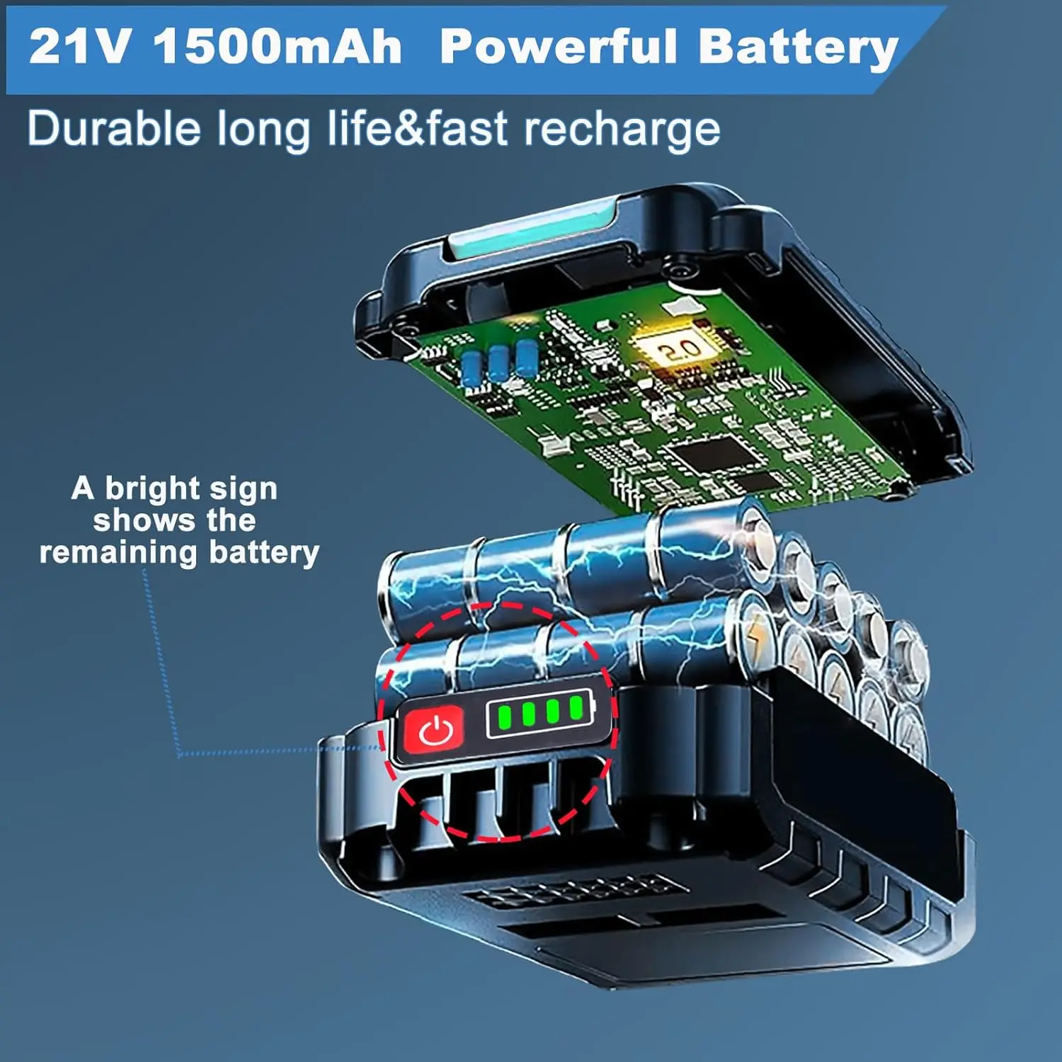 غسالة ضغط تعمل بالبطارية 1200 رطل لكل بوصة مربعة، بطاريات 2 × 1500 مللي أمبير في الساعة، خرطوم 10 أمتار، فوهة 6 في 1 #6
