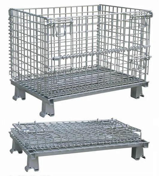 Competitive Price Wire Mesh Storage Cage Folding Rolling Metal Container with Wheels for Warehouse & Supermarket Shelves