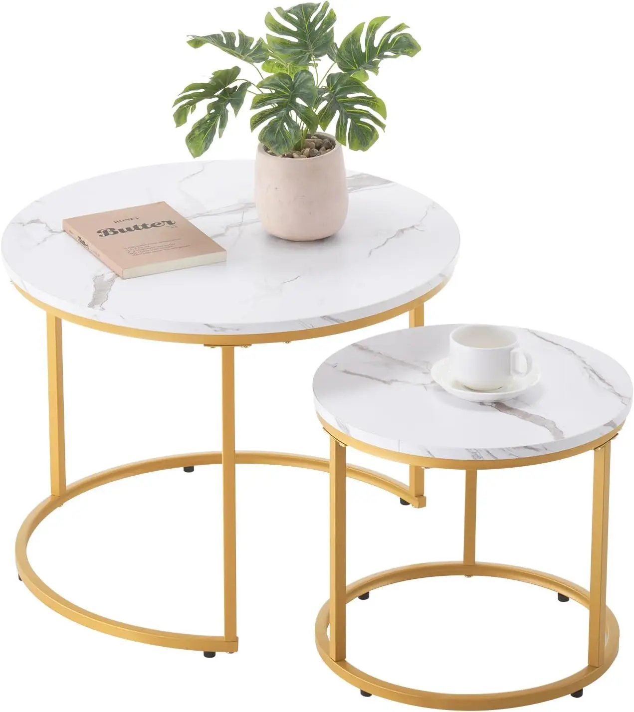 

Nesting Coffee Table Set of 2, 23.6 in Round Coffee Table, Nesting Tables for Small Place, Vintage End Side Tables Night Stand w