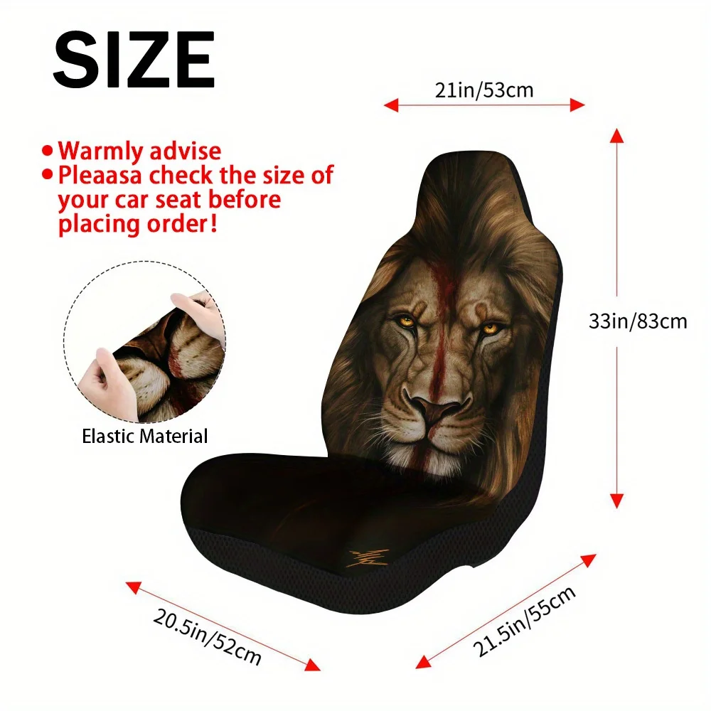 2pcs Horror Fantasy Bloodied Lion Themed Car Seat Cover Set – Universal Fit For Most Cars, High-Quality And Stylish Seat Protect