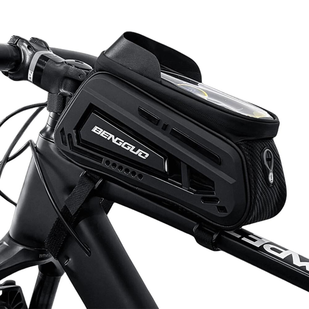 2L Bicycle Top Tube Bag Waterproof Bike Frame Front Tube Bag Hard Casing Bike Bag Bike Phone Mount Pouch for Phones Under 8 Inch