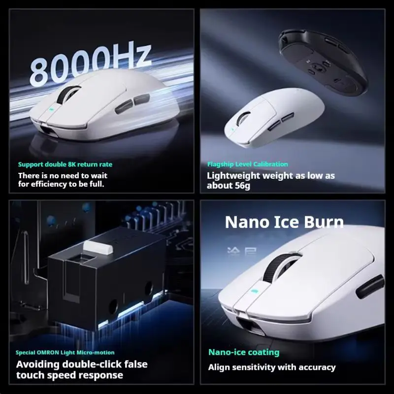 MCHOSE A7 Ultra Mouse Esports GamesTre modalità Pro Wireless Bluetooth PAW3395 Mouse da ufficio leggero per laptop Supporto Ergonomia