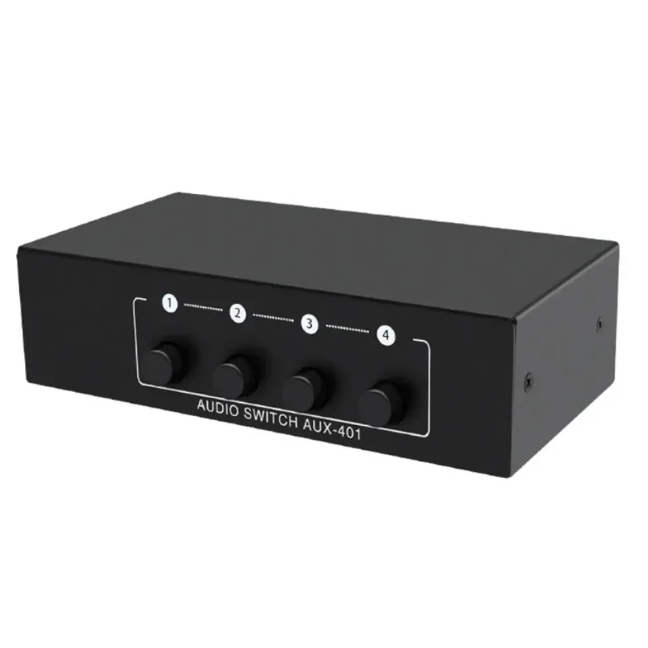 XIKCU 4 In 1 RCA AUX Audio Switcher Stereo Audio Selector 4X1 Pasif 3.5Mm Aux L/R RCA Audio Switch Box Analog Audio Selector