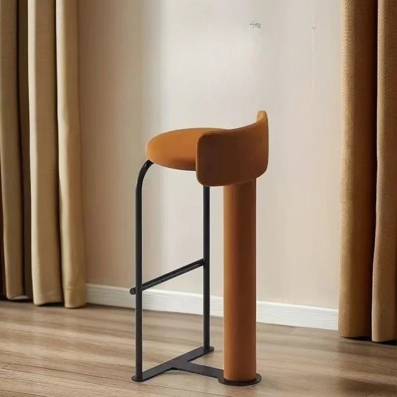 Modern Luxury Velvet Upholstered Bar Stool with Footrest Round Backrest Counter Height Chair for Cafe Bistro & Home Decor