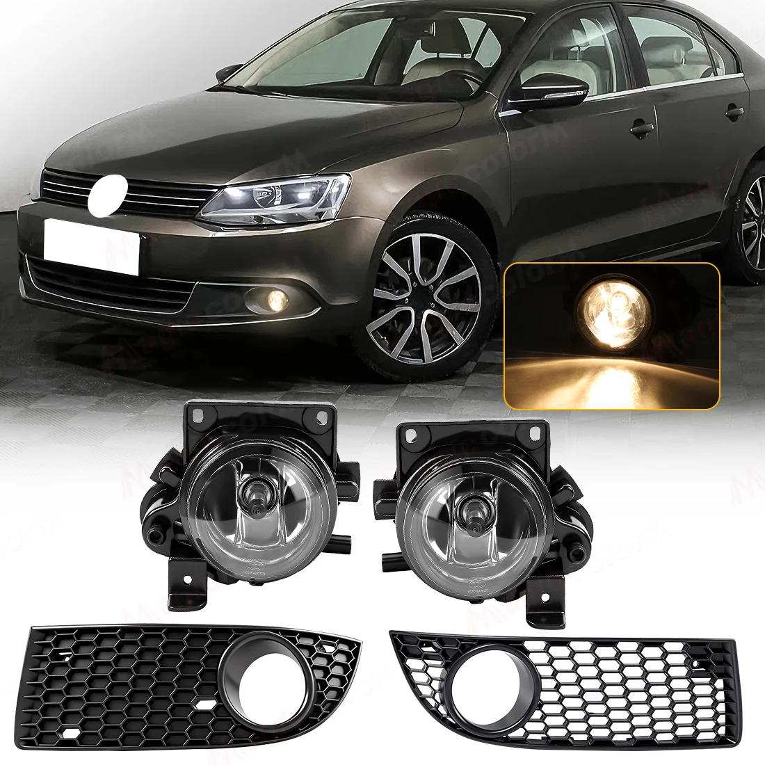 

2 шт. противотуманная фара для VW Jetta MK6 2008 2009 2010 2011-2013, передний бампер, противотуманная фара, сотовая крышка, рамка 1JD941699 1JD941700