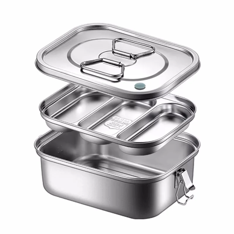 

For 304 Stainless Steel Lunch Bento Box,for Kids Adults Portable Double Layer Sealed Bento Box,Insulation Food Storage Picnic