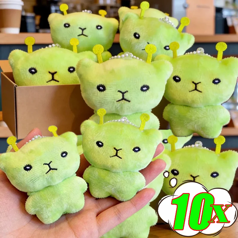 1/10pcs Mini Alien Cat Plush Pendant Green Soft Plush Portable Key Chains Super Soft Cute Handmade Doll Bags Accessories Gifts