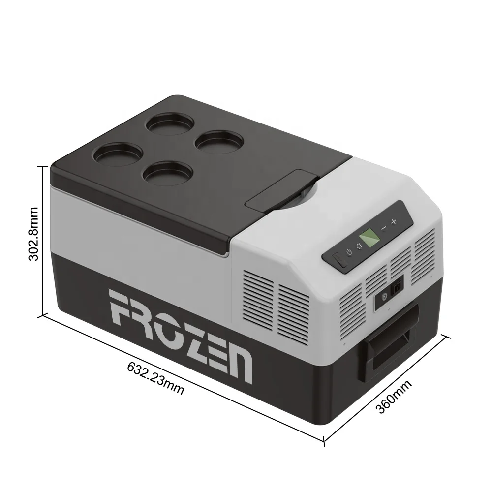 Nevera móvil portátil con logotipo personalizado para coche, refrigerador con batería integrada Solar de 12V, congelador para Camping, precios