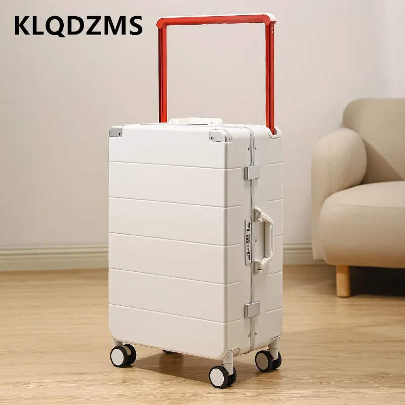 KLQDZMS Rolling Suitcase PC Aluminum Frame Boarding Box 20 “24” 26 Inches Large Capacity Trolley Case Men with Wheels Suitcase