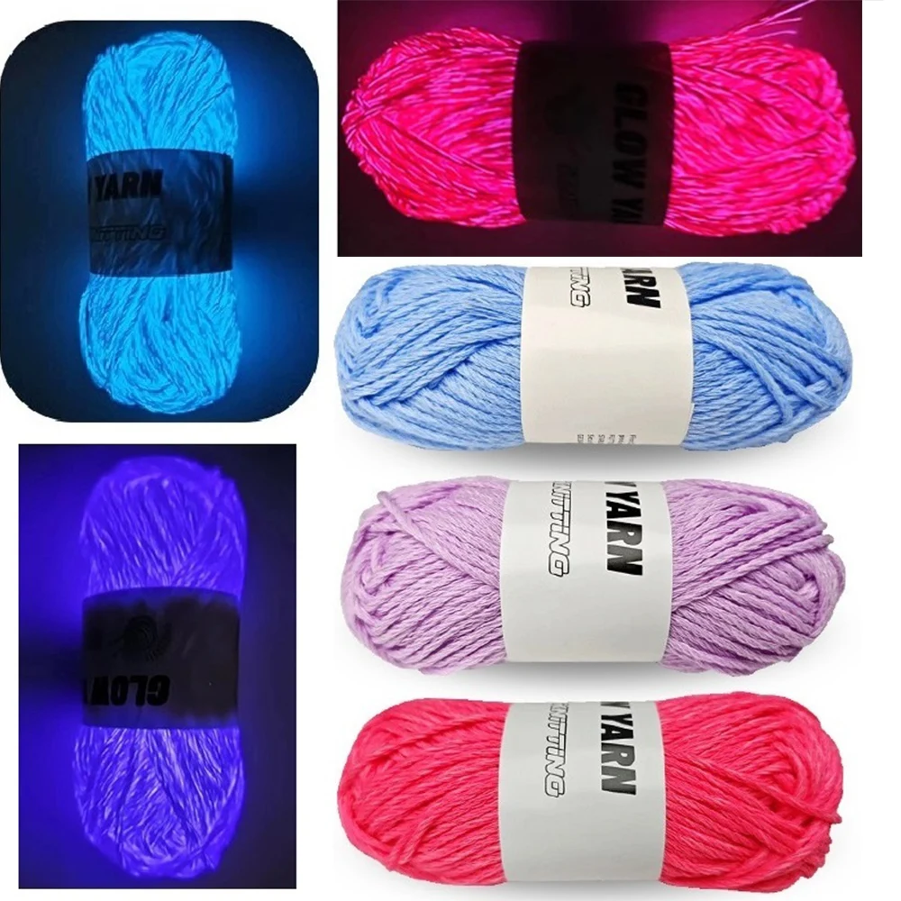 

2025 Novel Functional Yarn Glow In The Dark Polyester Luminous Chunky Yarn 2mm for Hand Knitting Carpet Sweater Hat Wool Yarn