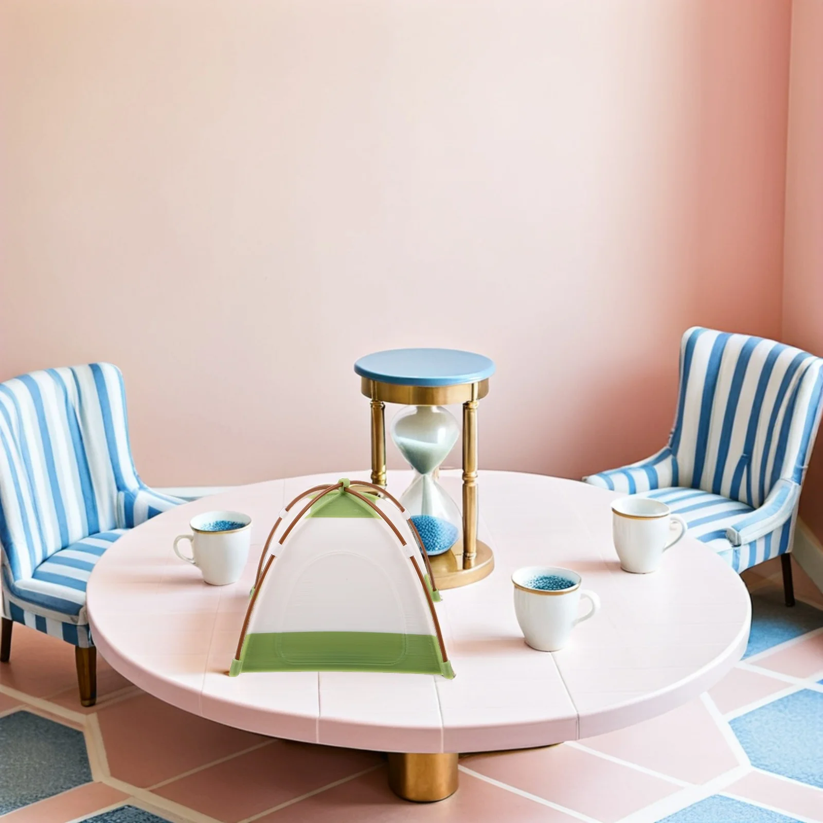 

1pcs 1:12 Miniature Dollhouse Tent Tiny Outdoor Camping Playset For Kids Small Tent For Dollhouse Miniature Scene Accessories