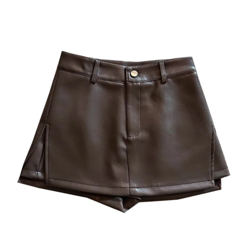 

CHIC Ins, осенне-зимние сексуальные тонкие юбки из искусственной кожи с высокой талией, шорты для женщин, уличная модная одежда в стиле панк для девочек