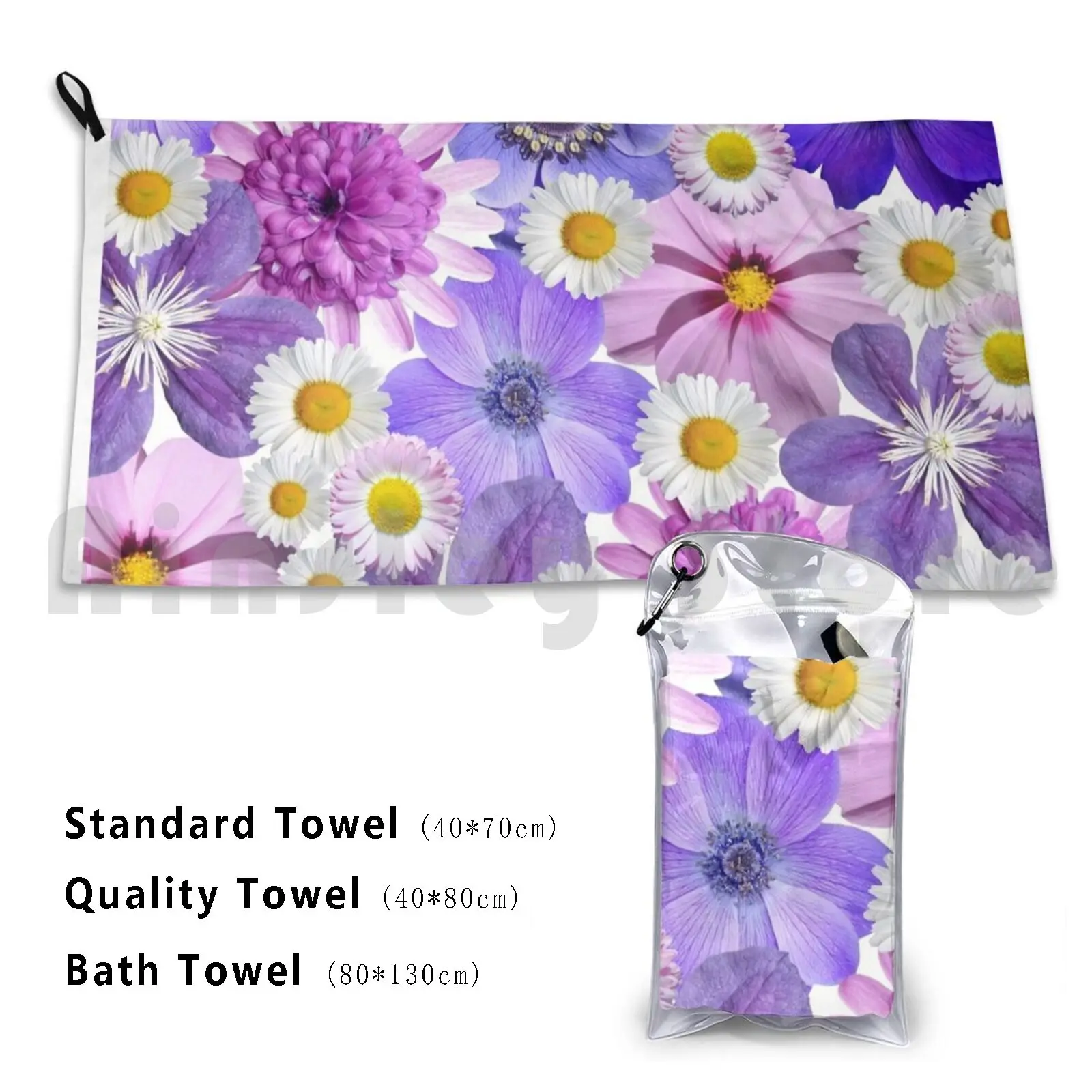 Towel Friendly , Cheerful , Purple And White Burst Of Flowers 986 Fashion Cool Cute Trendy