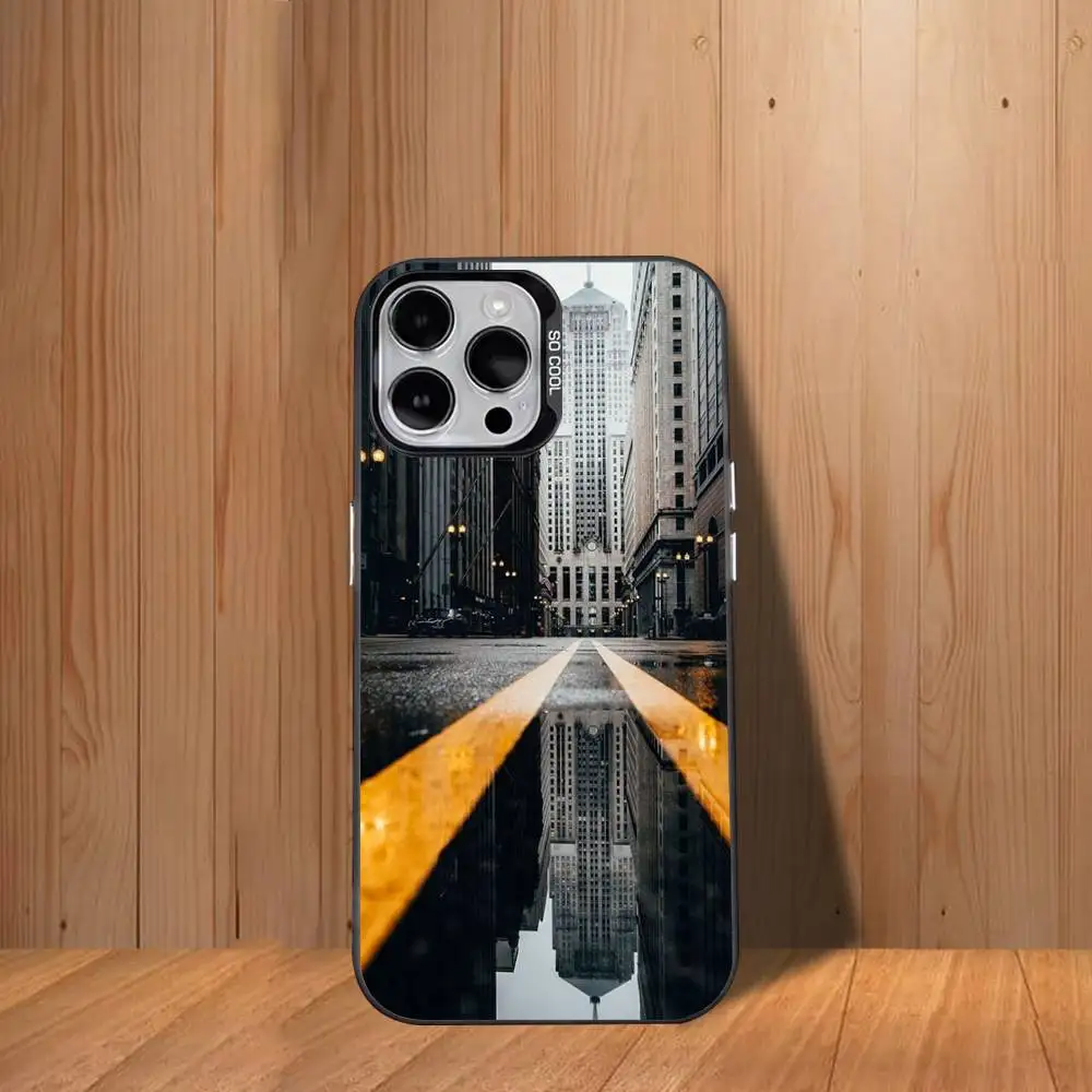 نيويورك C-City I-Image حافظة هاتف آيفون 17,16,15,14,13,12,11,Mini,Pro,SE,MAX غطاء أبيض غير لامع مقاوم للصدمات