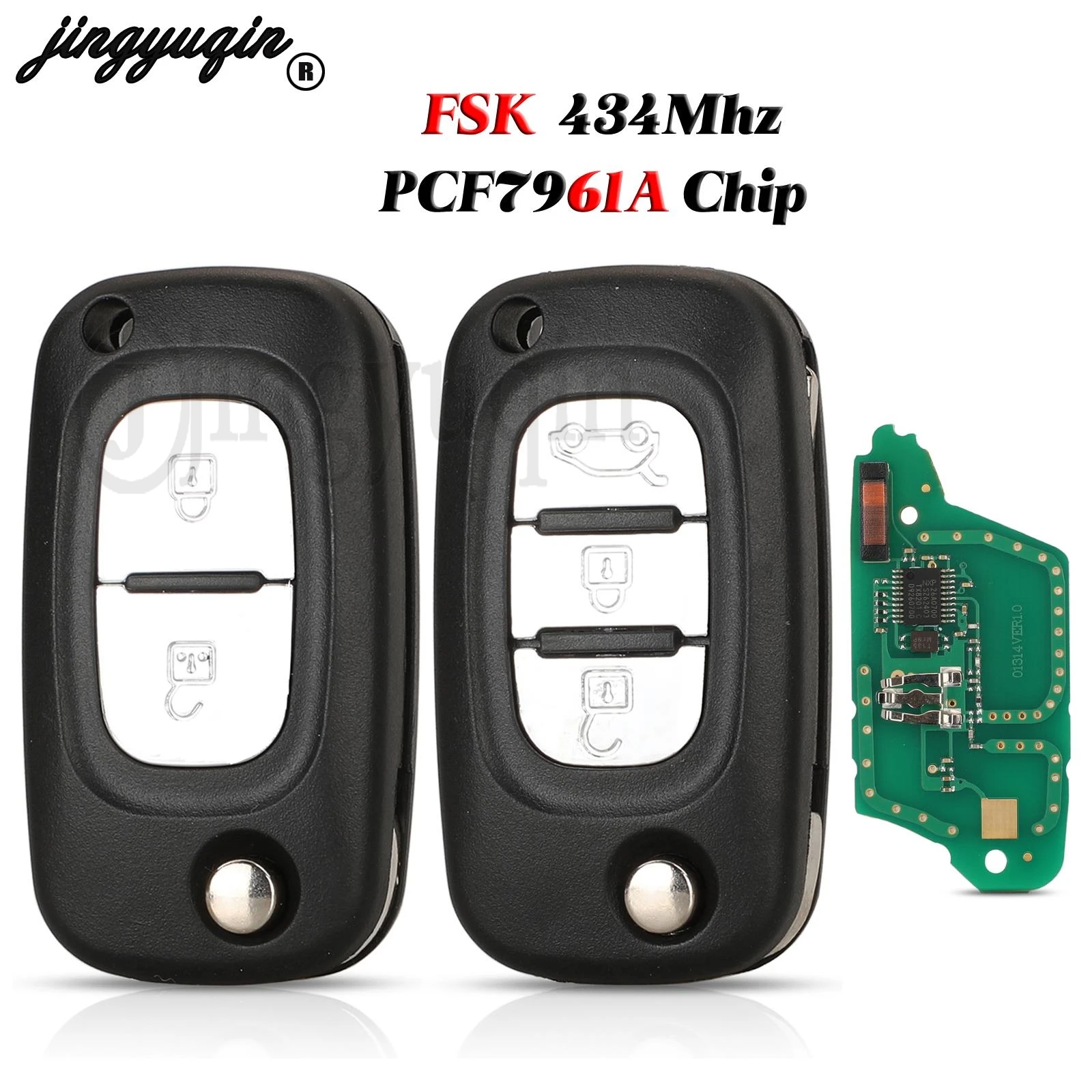 Jingyuqin Original 433Mhz ASK Klapp-Fernbedienungsschlüssel für Mercedes Benz Smart Fortwo 453 Forfour Citan PCF7961 Chip Schlüsselanhänger 2/3 Tasten – Detail 9