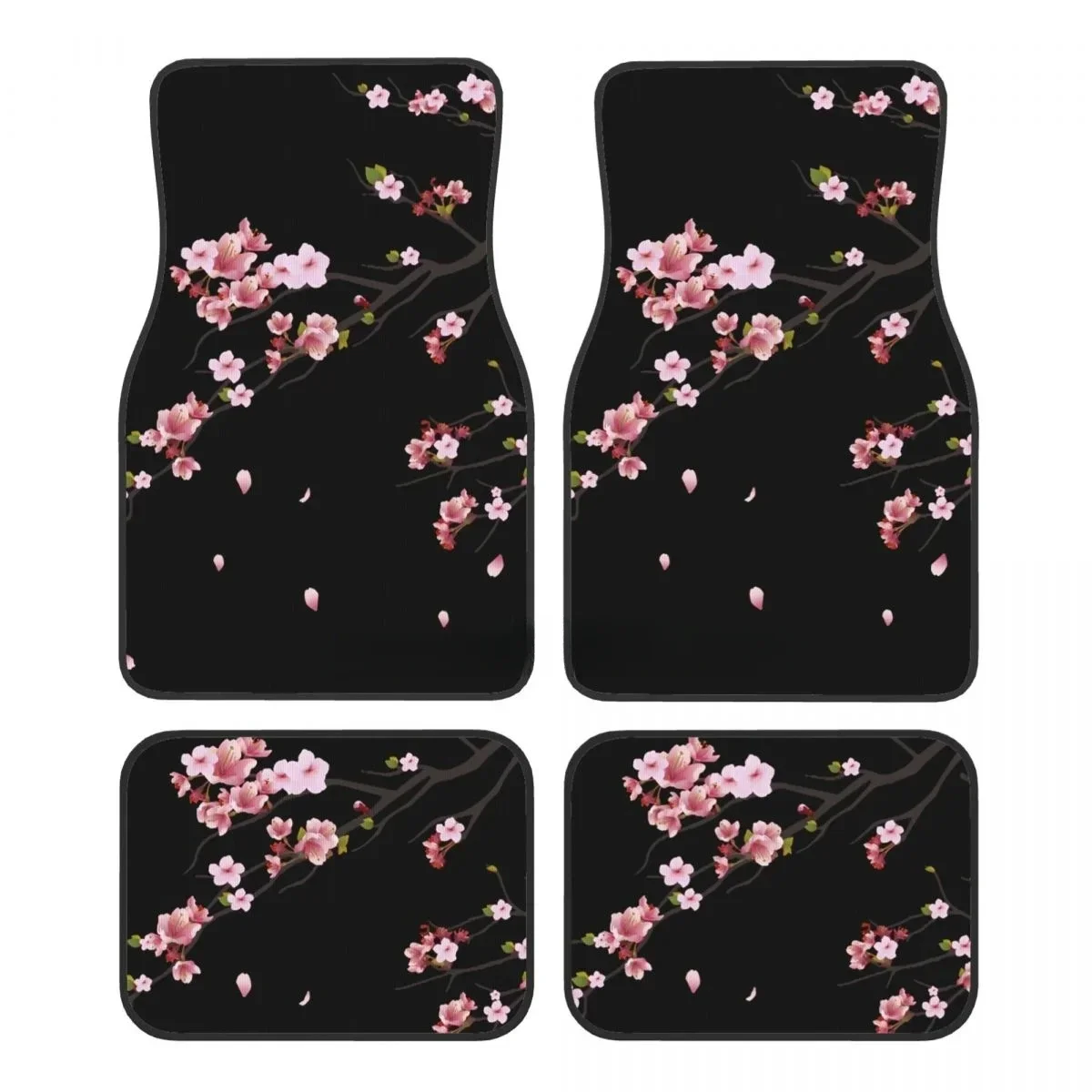 

Japanese Sakura Branch 4PCS Crystal Velvet Women's Car Floor Mat, Anti Fouling Car Floor Mat Car Interior Accessories