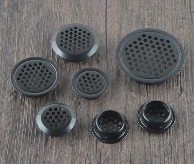 6/10pcs Stainless Steel Circle Black Air Vent Grille Cover Wardrobe Cabinet Mesh Hole Ventilation Plugs 19mm 25mm 29mm 35mm 53mm