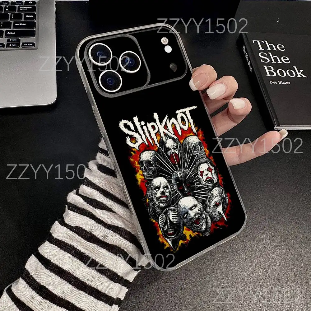 Funda de teléfono psicosocial Band S-SlipknotS para iPhone 17,16,15,14,13,12,11 Pro,Max,Plus,X,XS,XR,SE4,E Mini transparente suave