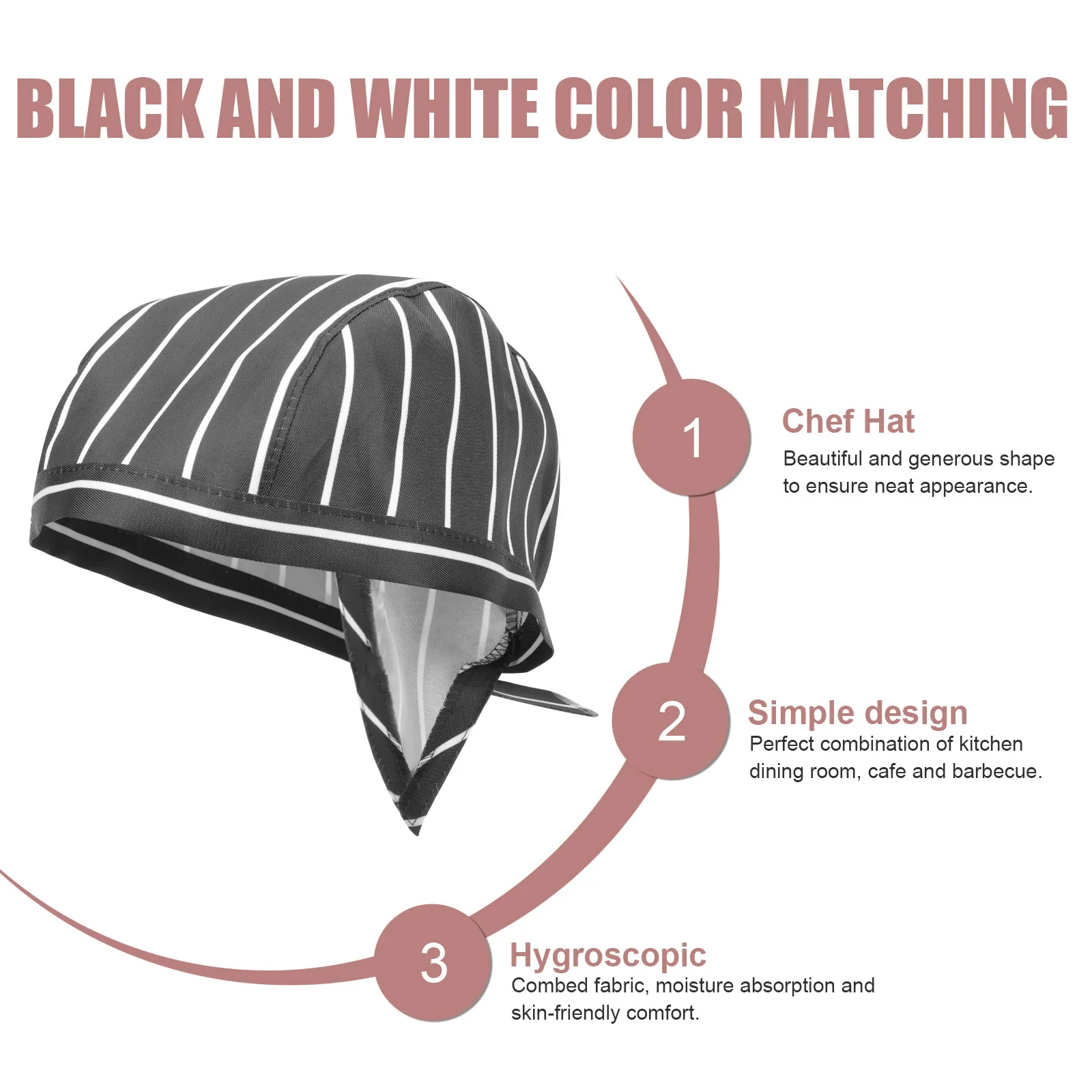 

2 шт. поварские колпаки черно-белые из хлопковой ткани унисекс для кухни, ресторана, кейтеринга, официантов, пекарен