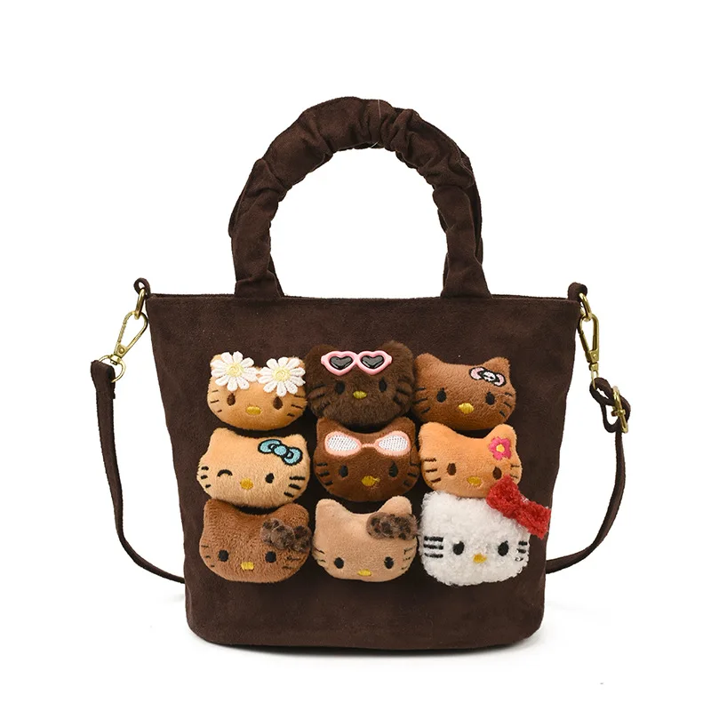 

Новые милые сумки через плечо Hello Kitty, девчачьи сумки-кроссбоди, плюшевые сумки с мультяшными персонажами, замшевые сумки через плечо, модные женские сумки.