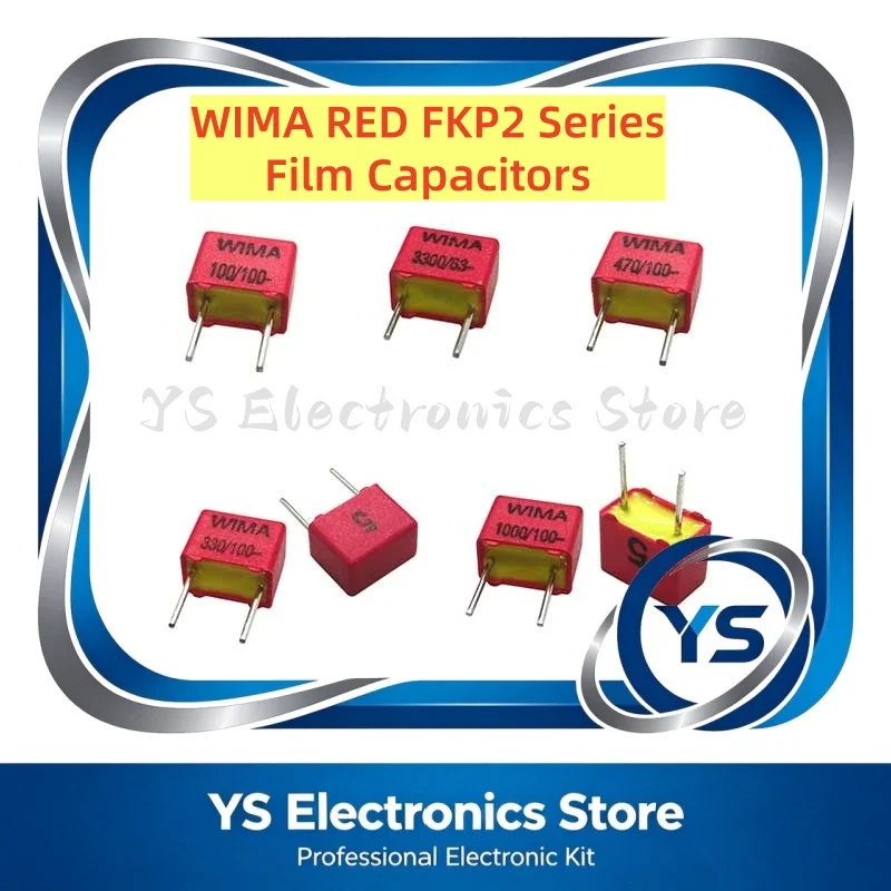 5pcs/lot Germany WIMA FKP2 P5 RED Film Capacitor Hi-Fi Audio 63V 100V 630V 1000V 47PF 220PF 330PF 470PF 100PF 1000PF 2200PF 5MM