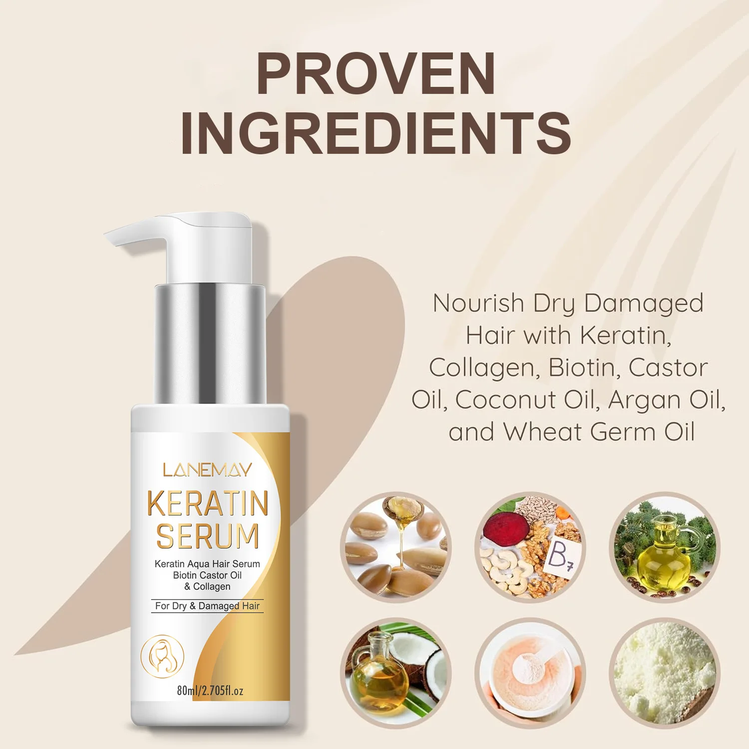 Keratin Hair Care Essence - Deeply Moisturizing to Prevent Hair Ends from Breaking, Nourishing and Strengthening Hair Quality