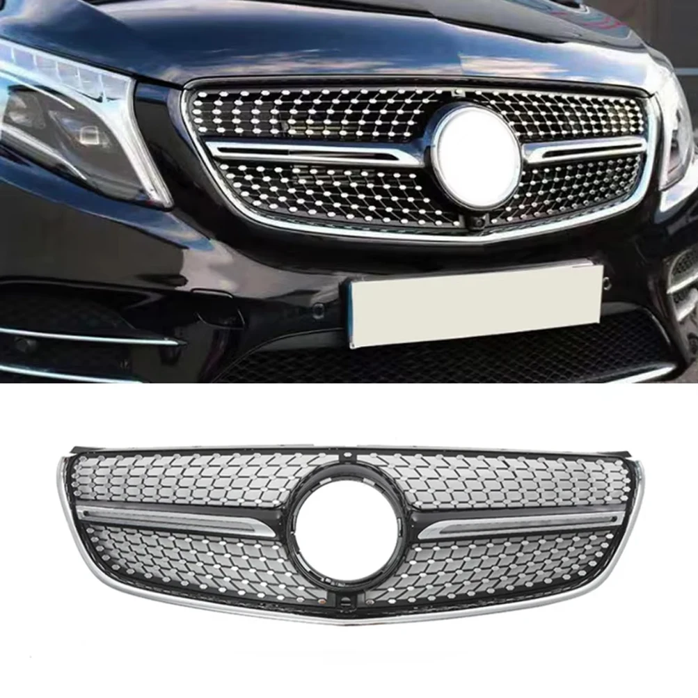 Front Grille For Mercedes-Benz V-Class W447 V260 V250 2015-2019 2021-2023 Front Bumper Racing Diamond Grill Tuning Accessories